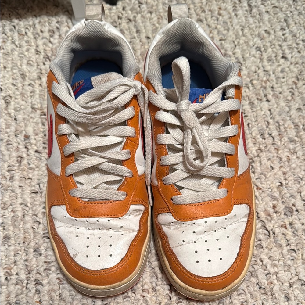 Nike Orange and White Sneakers Classic Low-Top Design